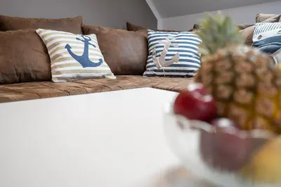 Ein Sitzbereich in der Unterkunft Haus Strandwinkel Ferienwohnung 