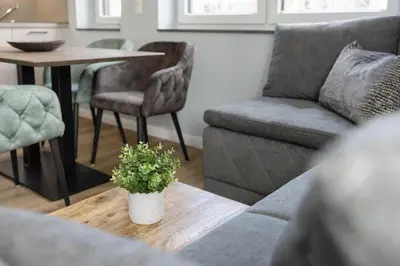 Ein Sitzbereich in der Unterkunft Sturmfrei Suite 1